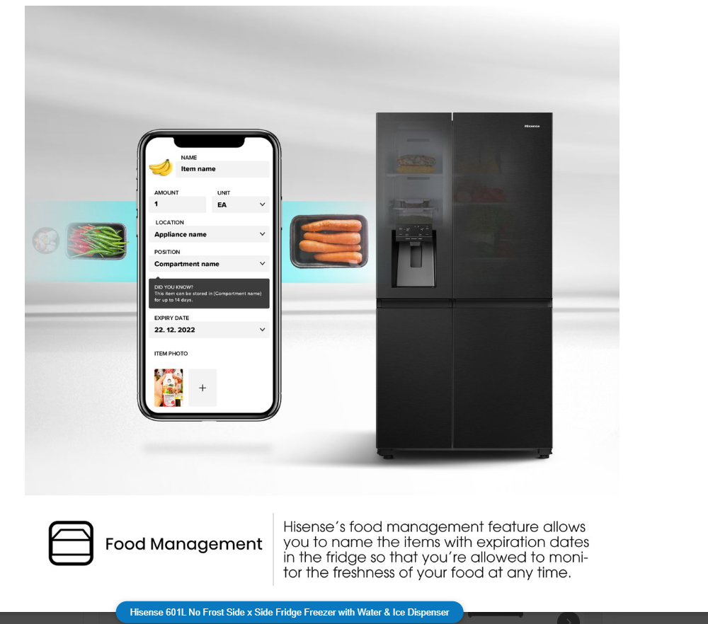 Hisense 601L No Frost Side x Side Fridge Freezer with Water & Ice Dispenser