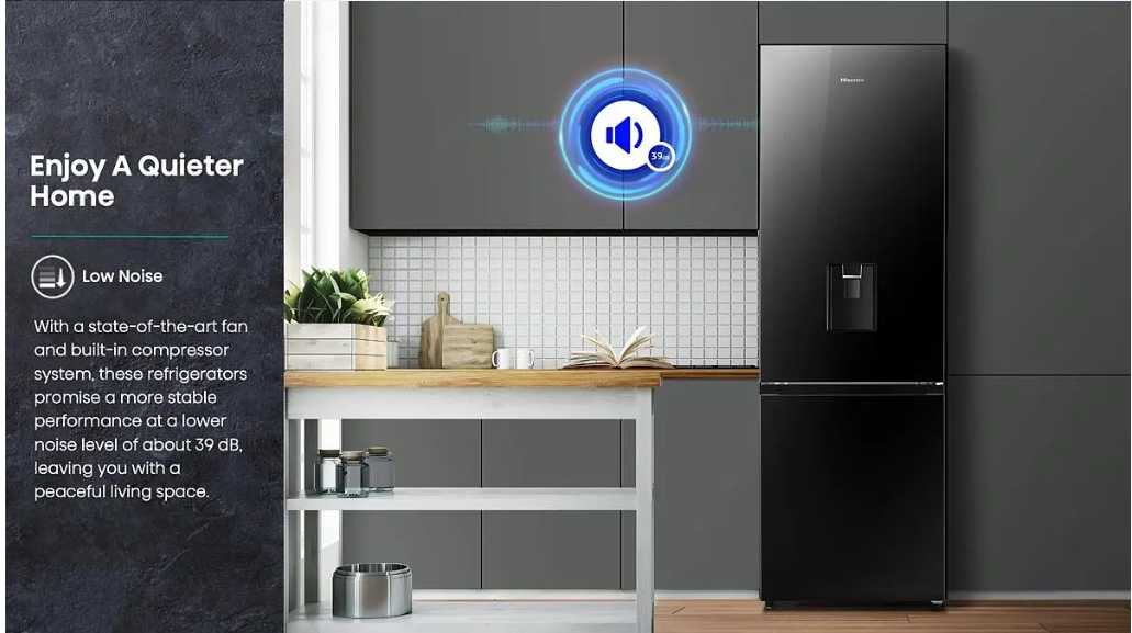 Hisense 347l Bottom Fridge Freezer With Water Dispenser - H450BMIB-WD