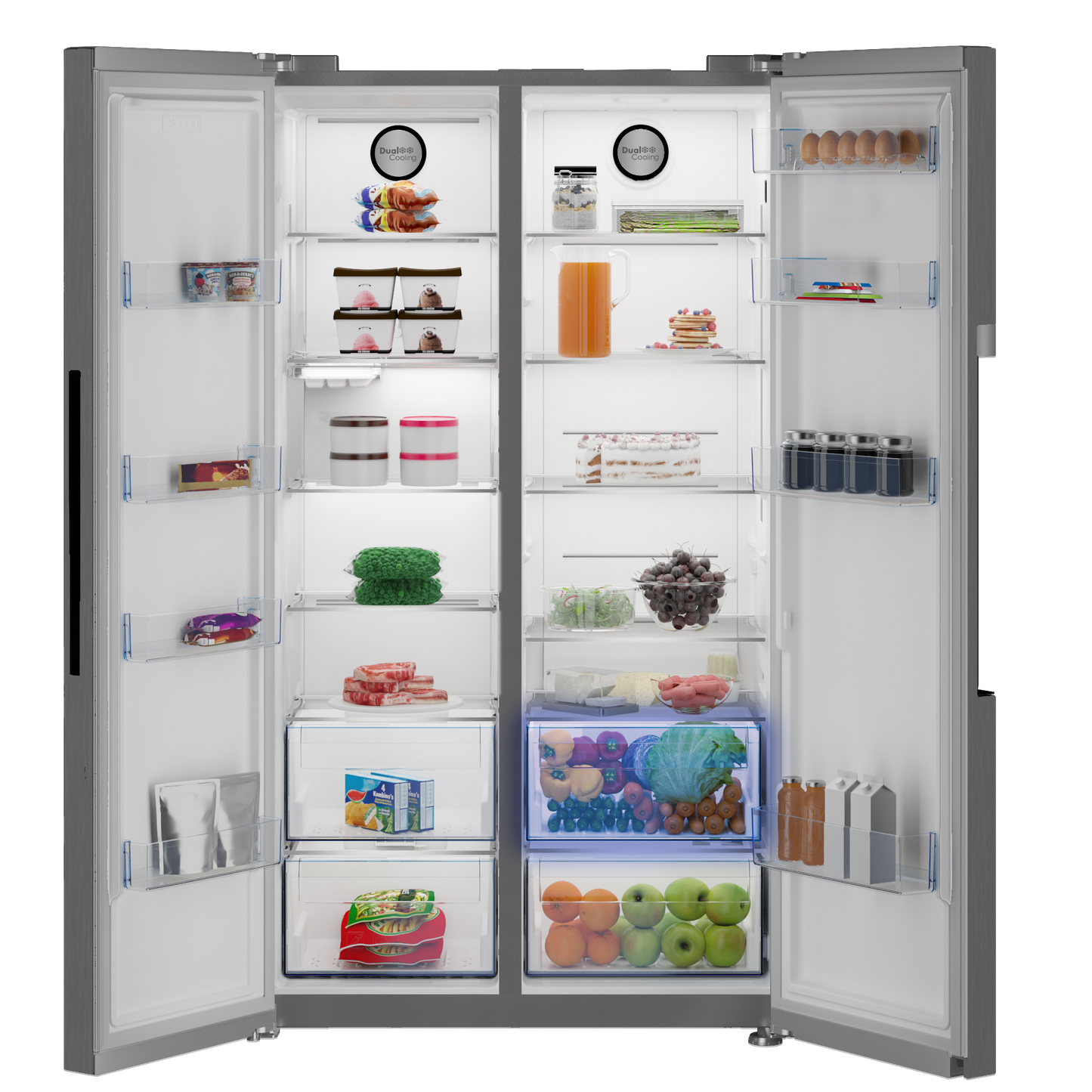 DFF538: Defy Inox Nature light Side by Side Fridge 618L DFF538