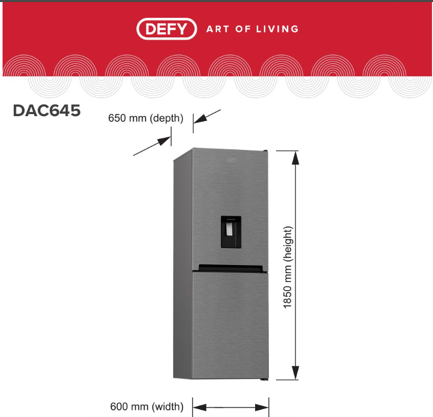 Defy 348L Bottom Mount freezer Fridge with Water Dispenser DAC645