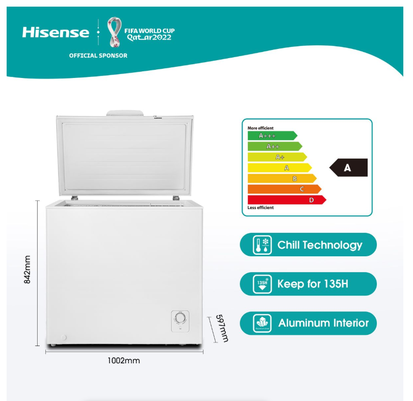 Hisense - 245 Litre Net - White Chest Freezer