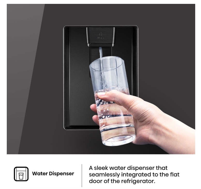 Hisense 263l Water Dispenser Black Glass Fridge H370bmib-wd