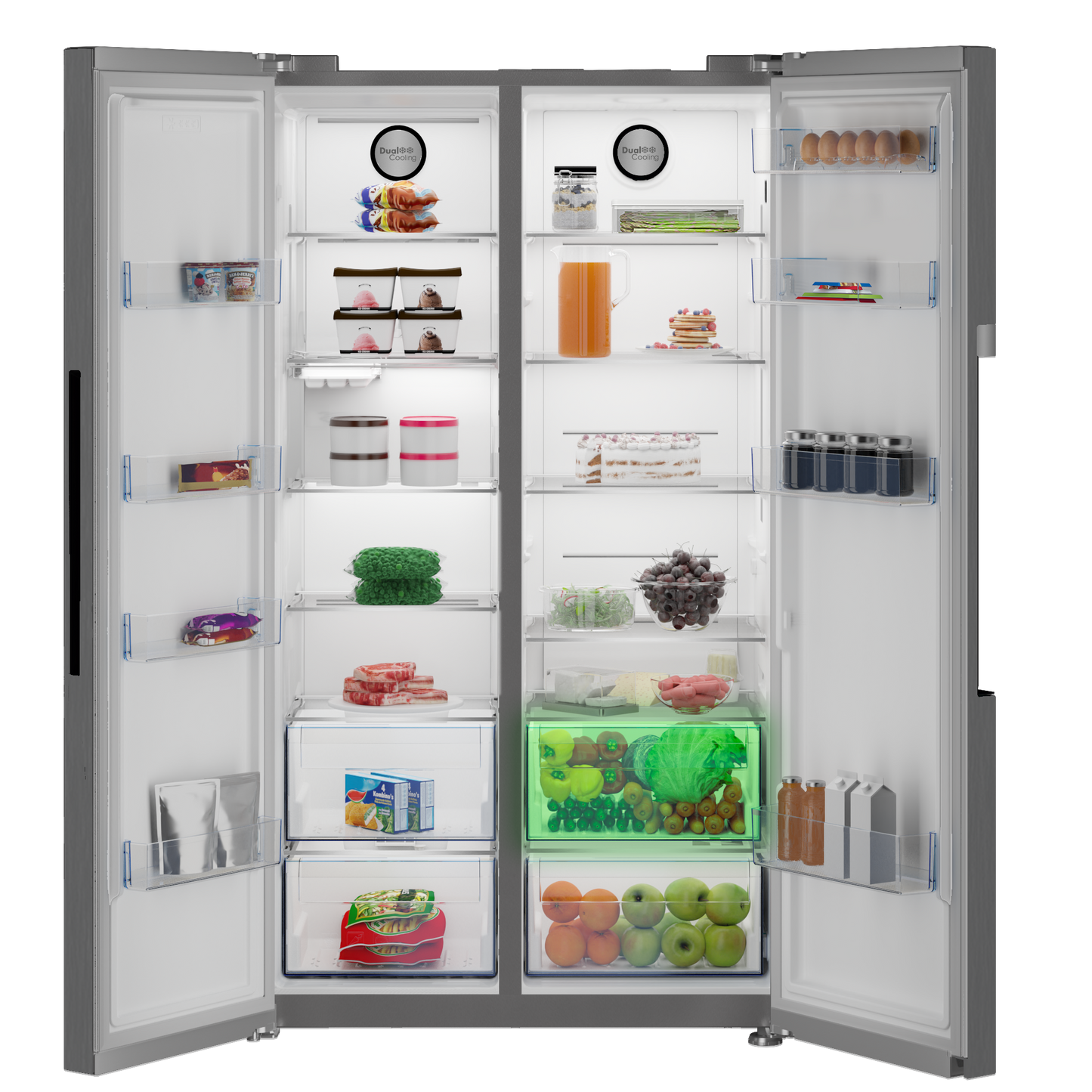 DFF538: Defy Inox Nature light Side by Side Fridge 618L DFF538