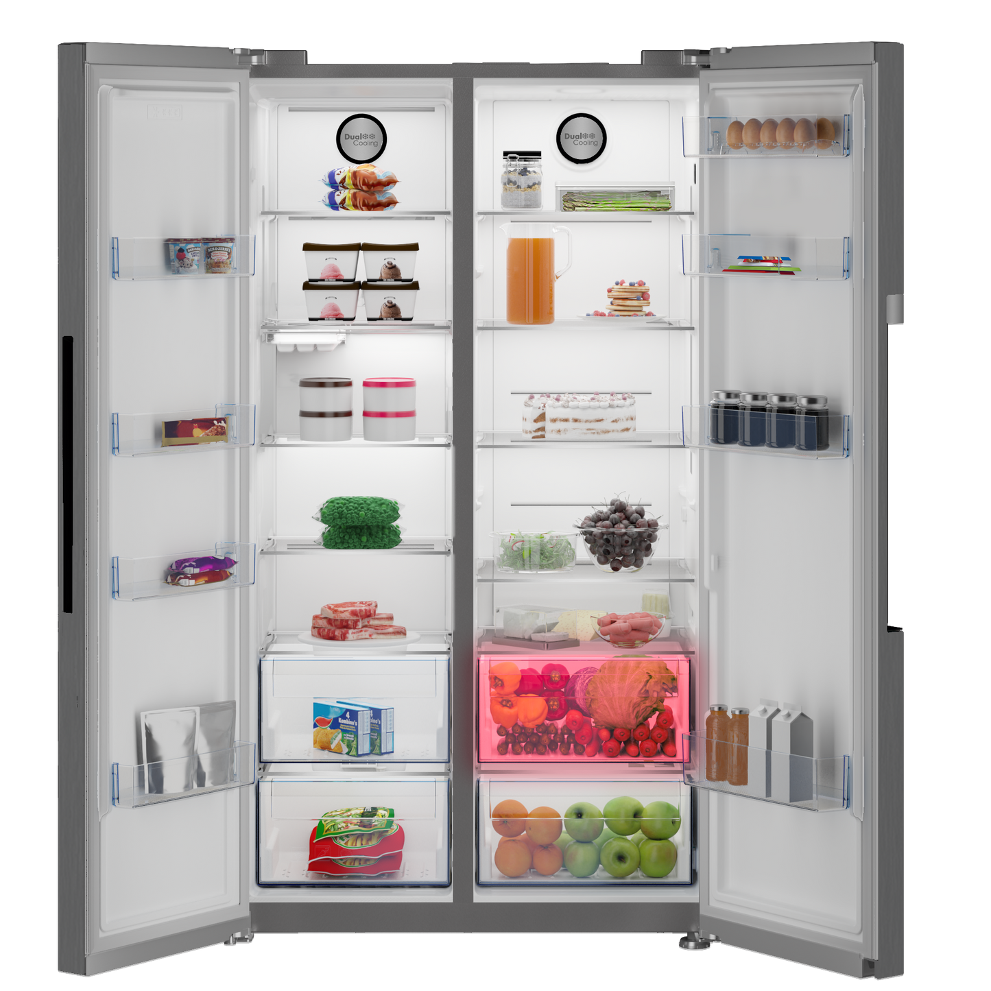DFF538: Defy Inox Nature light Side by Side Fridge 618L DFF538